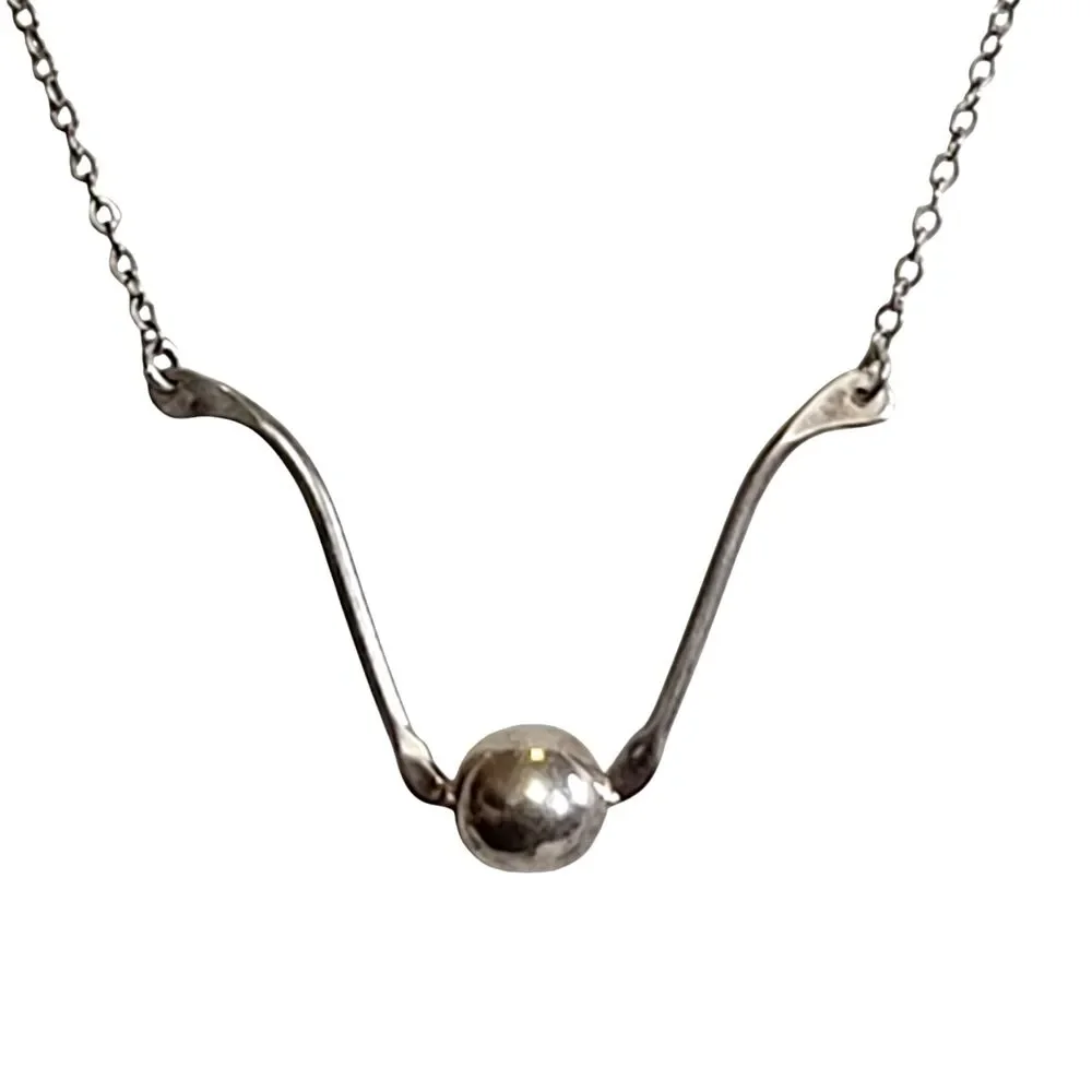 Vintage 925 Sterling Silver Floating Ball Necklace 18